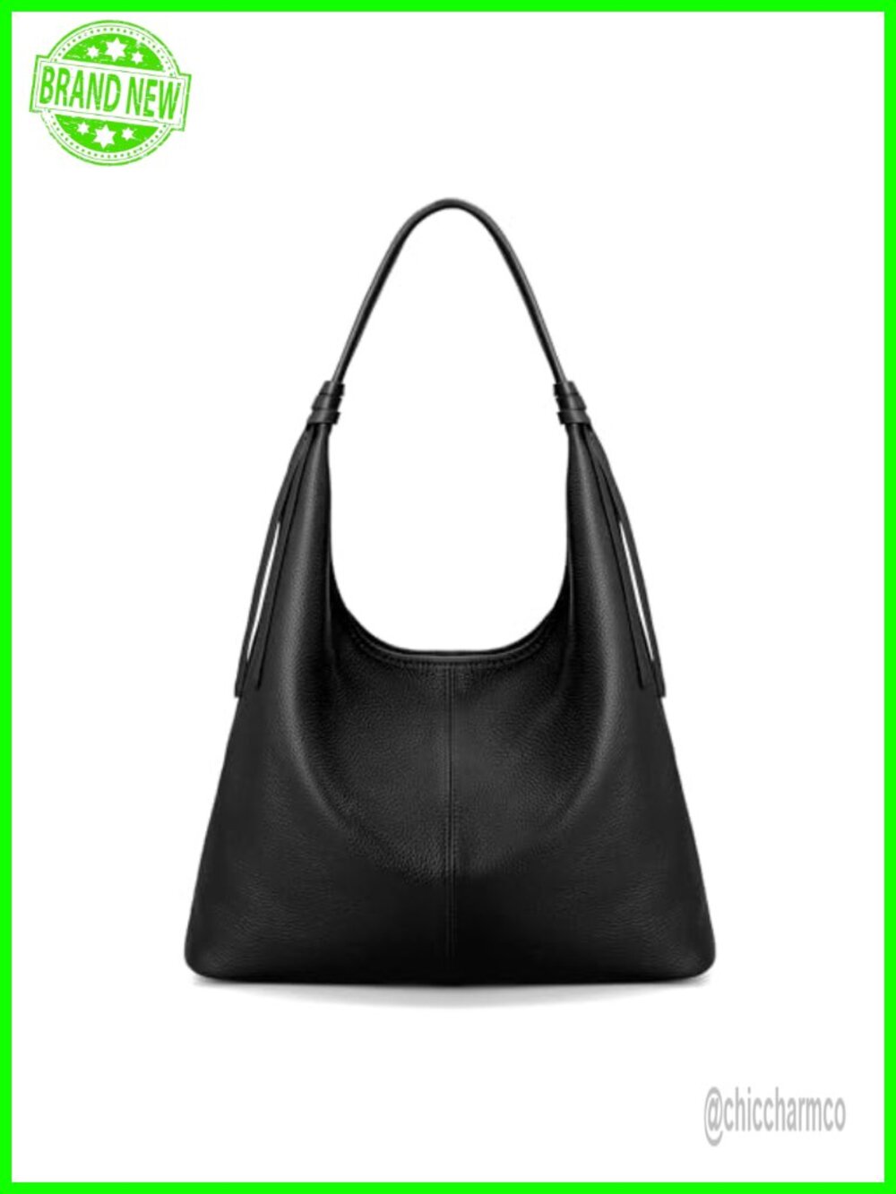 Genuine Leather Slouchy Hobo Bag Tassel Magnetic Closure Lightweight